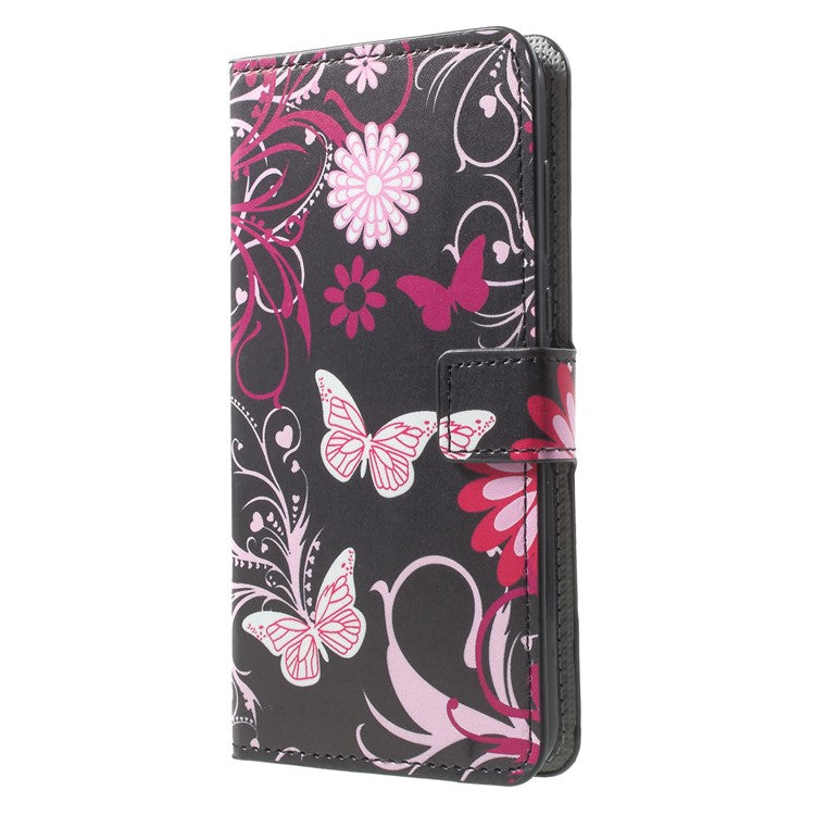 For Huawei Mate 10 Lite / nova 2i / Maimang 6 Wallet PU Leather Stand Phone Casing - Butterfly Flower