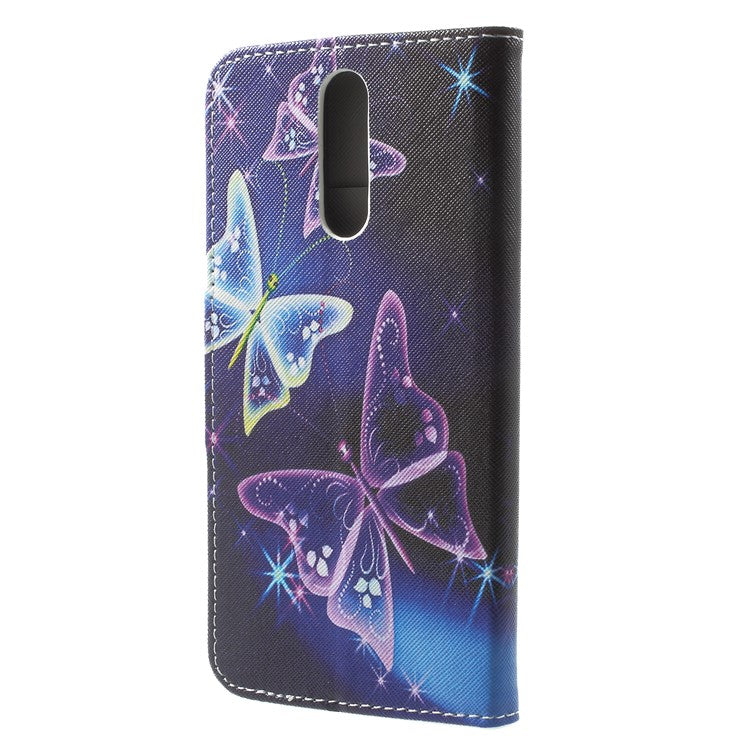 Pattern Printing Leather Wallet Case for Huawei Mate 10 Lite / nova 2i / Maimang 6 / Honor 9i (India) - Butterflies Pattern