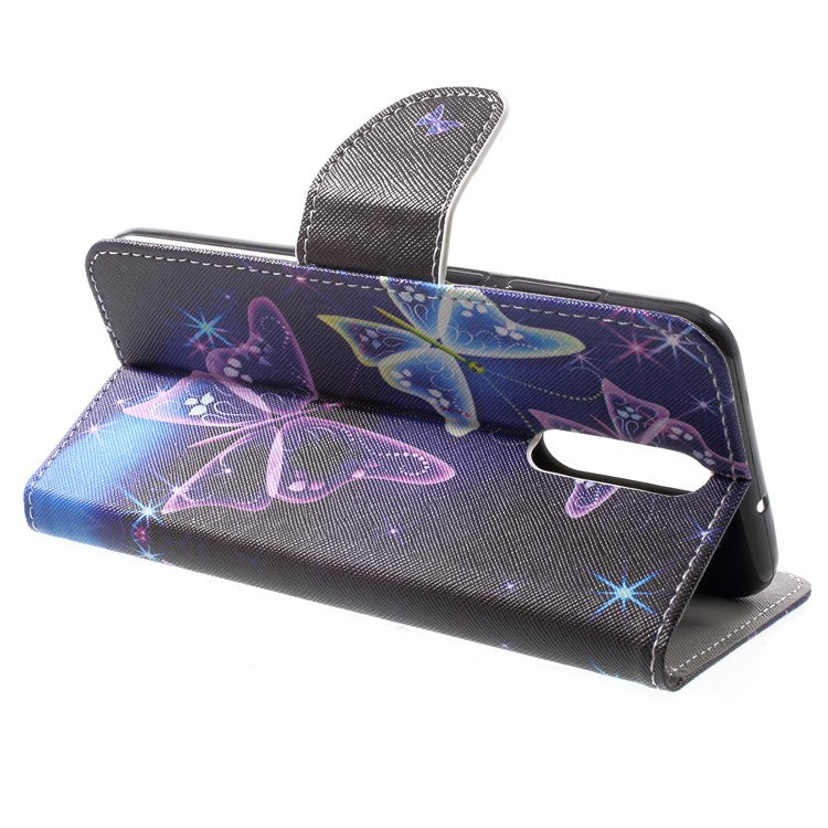 Pattern Printing Leather Wallet Case for Huawei Mate 10 Lite / nova 2i / Maimang 6 / Honor 9i (India) - Butterflies Pattern