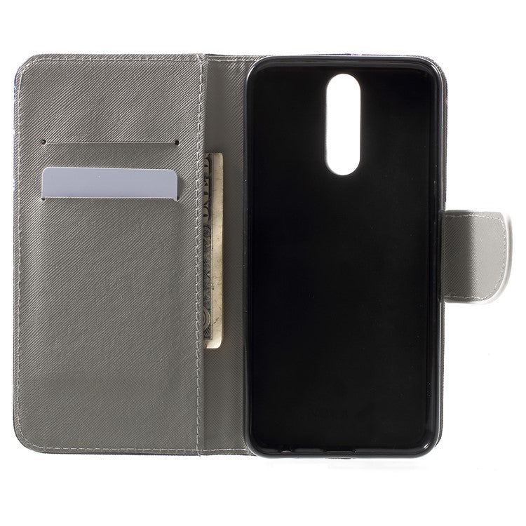 Pattern Printing Leather Wallet Case for Huawei Mate 10 Lite / nova 2i / Maimang 6 / Honor 9i (India) - Butterflies Pattern