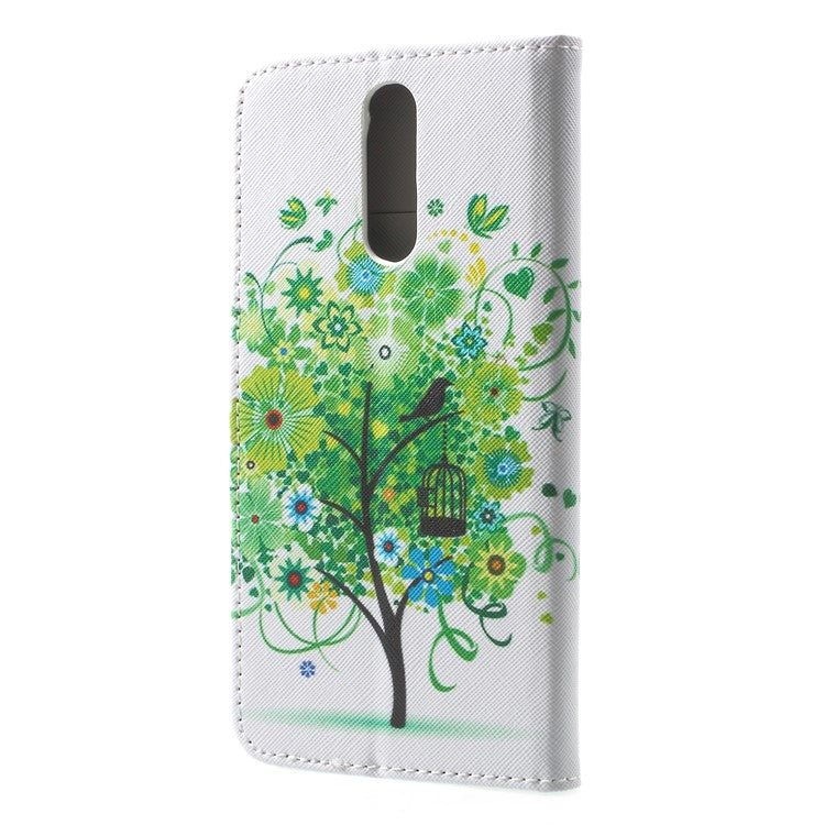 Pattern Printing PU Leather Wallet Case for Huawei Mate 10 Lite / nova 2i / Maimang 6 / Honor 9i (India) - Green Tree