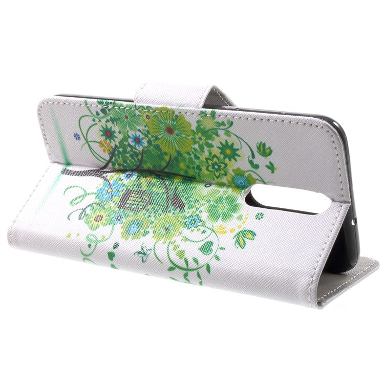 Pattern Printing PU Leather Wallet Case for Huawei Mate 10 Lite / nova 2i / Maimang 6 / Honor 9i (India) - Green Tree