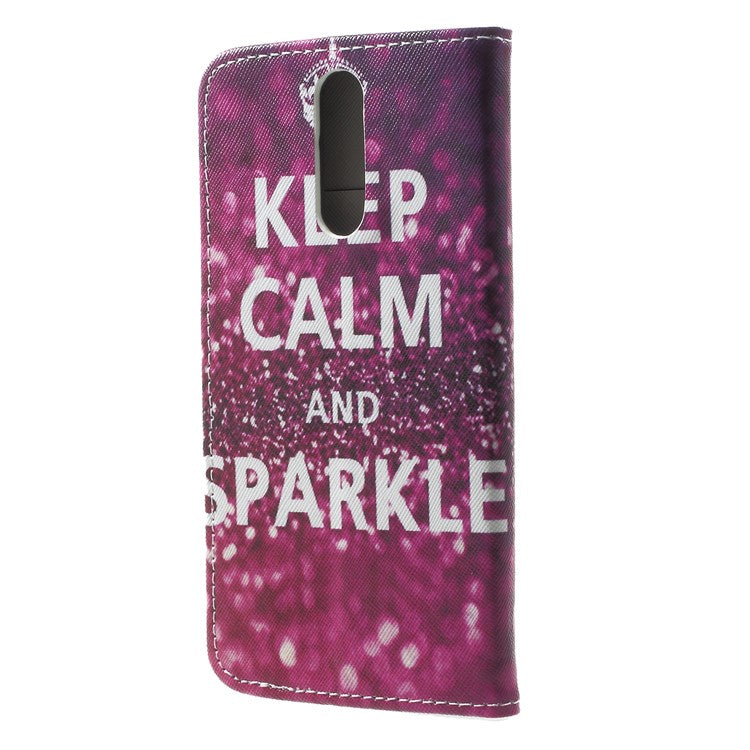 Pattern Printing Phone Leather Wallet Case for Huawei Mate 10 Lite / nova 2i / Maimang 6 / Honor 9i (India) - Keep Calm and Sparkle