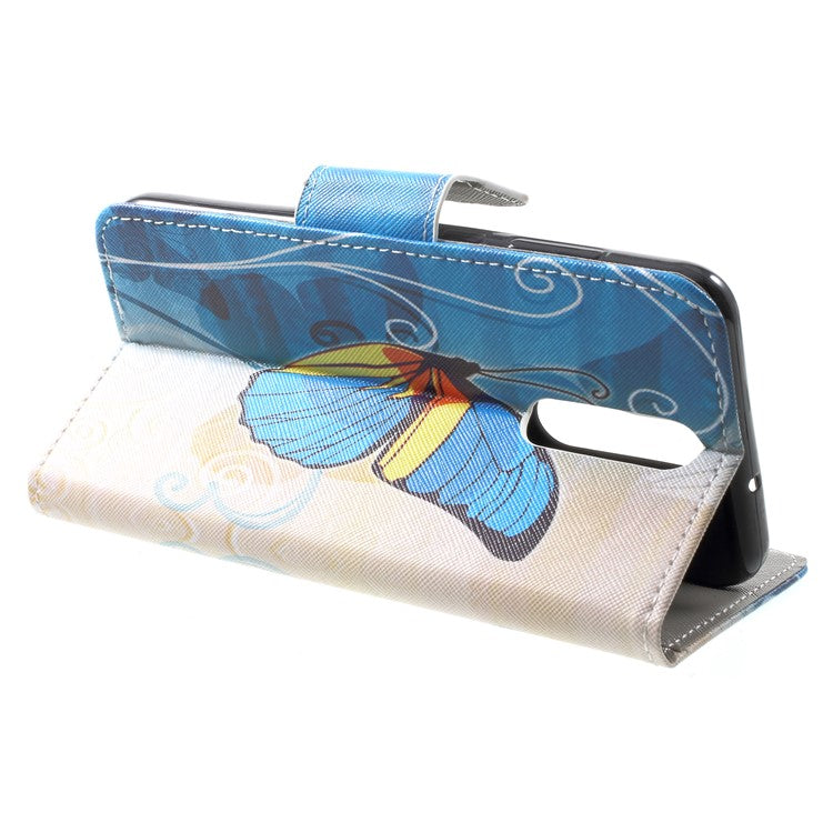 Pattern Printing Leather Stand Cover with Card Slots for Huawei Mate 10 Lite / nova 2i / Maimang 6 / Honor 9i (India) - Blue Butterfly