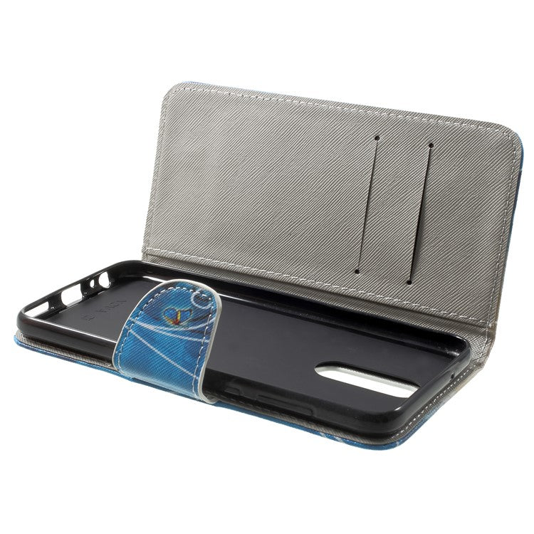 Pattern Printing Leather Stand Cover with Card Slots for Huawei Mate 10 Lite / nova 2i / Maimang 6 / Honor 9i (India) - Blue Butterfly