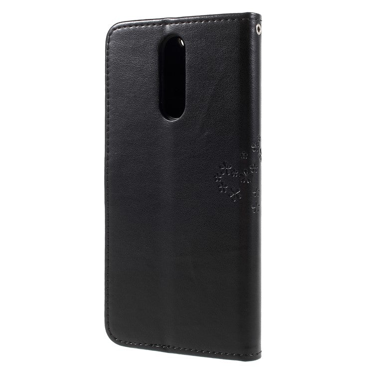 Imprint Tree Owls Leather Wallet Case for Huawei Mate 10 Lite / nova 2i / Maimang 6 / Honor 9i (India) - Black
