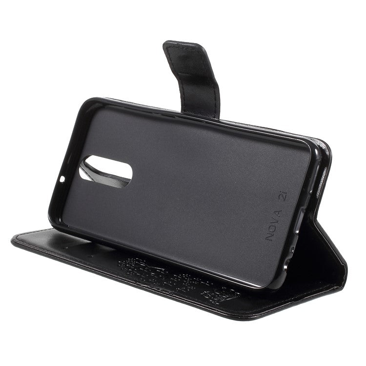 Imprint Tree Owls Leather Wallet Case for Huawei Mate 10 Lite / nova 2i / Maimang 6 / Honor 9i (India) - Black