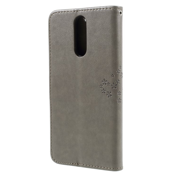 Imprint Tree Owls Leather Wallet Cover for Huawei Mate 10 Lite / nova 2i / Maimang 6 / Honor 9i (India) - Grey