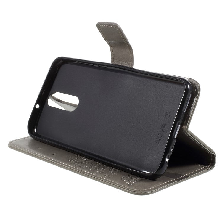 Imprint Tree Owls Leather Wallet Cover for Huawei Mate 10 Lite / nova 2i / Maimang 6 / Honor 9i (India) - Grey