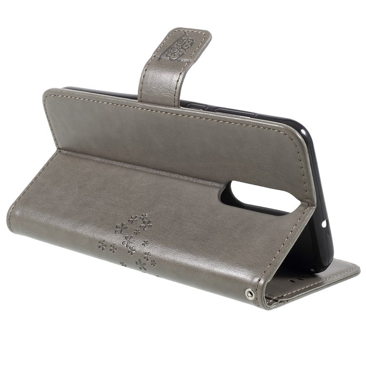 Imprint Tree Owls Leather Wallet Cover for Huawei Mate 10 Lite / nova 2i / Maimang 6 / Honor 9i (India) - Grey