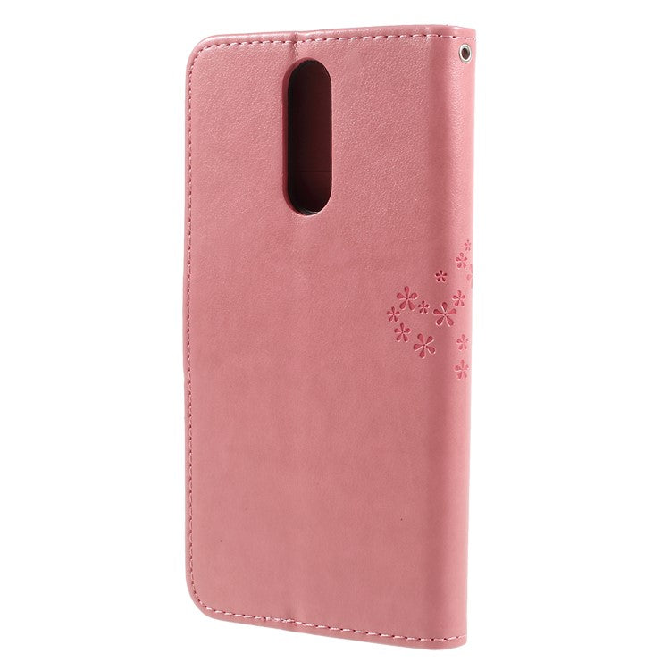 Imprint Tree Owls Leather Wallet Shell Case for Huawei Mate 10 Lite / nova 2i / Maimang 6 / Honor 9i (India) - Pink
