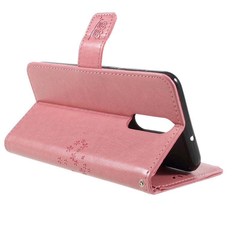 Imprint Tree Owls Leather Wallet Shell Case for Huawei Mate 10 Lite / nova 2i / Maimang 6 / Honor 9i (India) - Pink