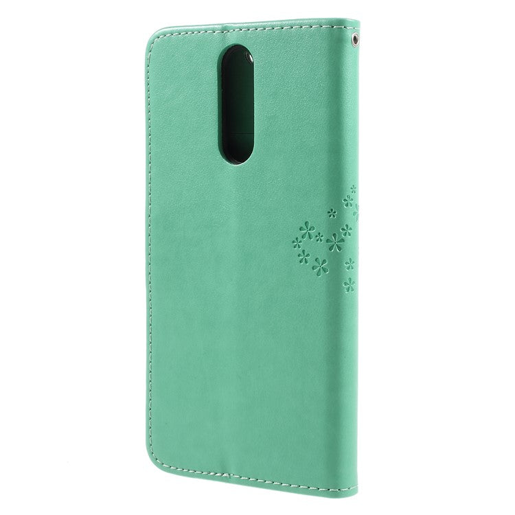 Imprint Tree Owls Leather Stand Case with Card Slots for Huawei Mate 10 Lite / nova 2i / Maimang 6 / Honor 9i (India) - Green