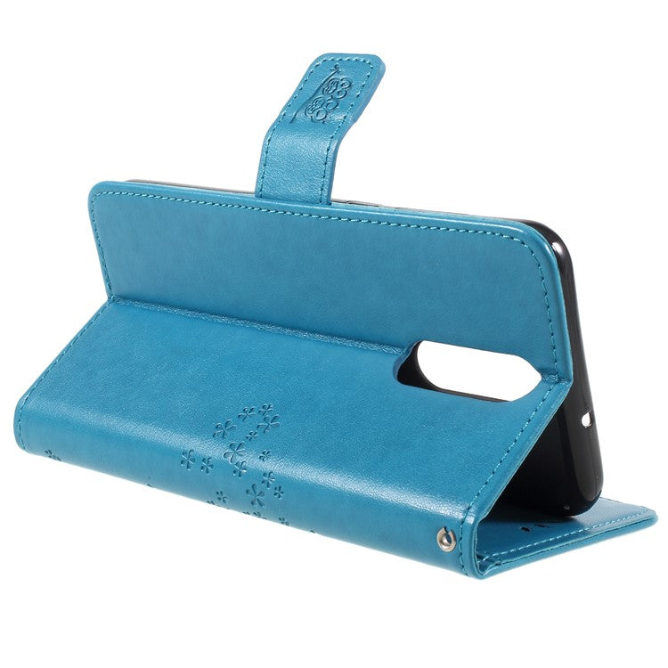 Imprint Tree Owls Leather Stand Cover with Card Slots for Huawei Mate 10 Lite / nova 2i / Maimang 6 / Honor 9i (India) - Blue