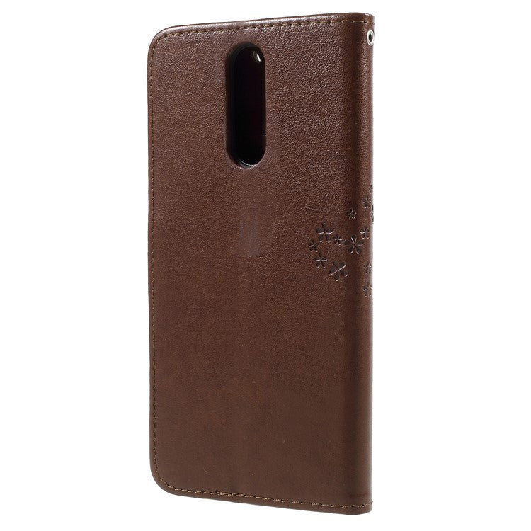 Imprint Tree Owls PU Leather Wallet Case for Huawei Mate 10 Lite / nova 2i / Maimang 6 / Honor 9i (India) - Brown