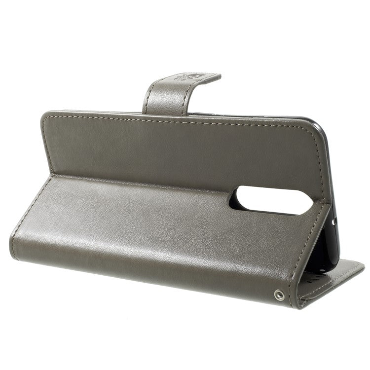 Imprint Butterfly Flowers Leather Wallet Cover for Huawei Mate 10 Lite / nova 2i / Maimang 6 / Honor 9i (India) - Grey