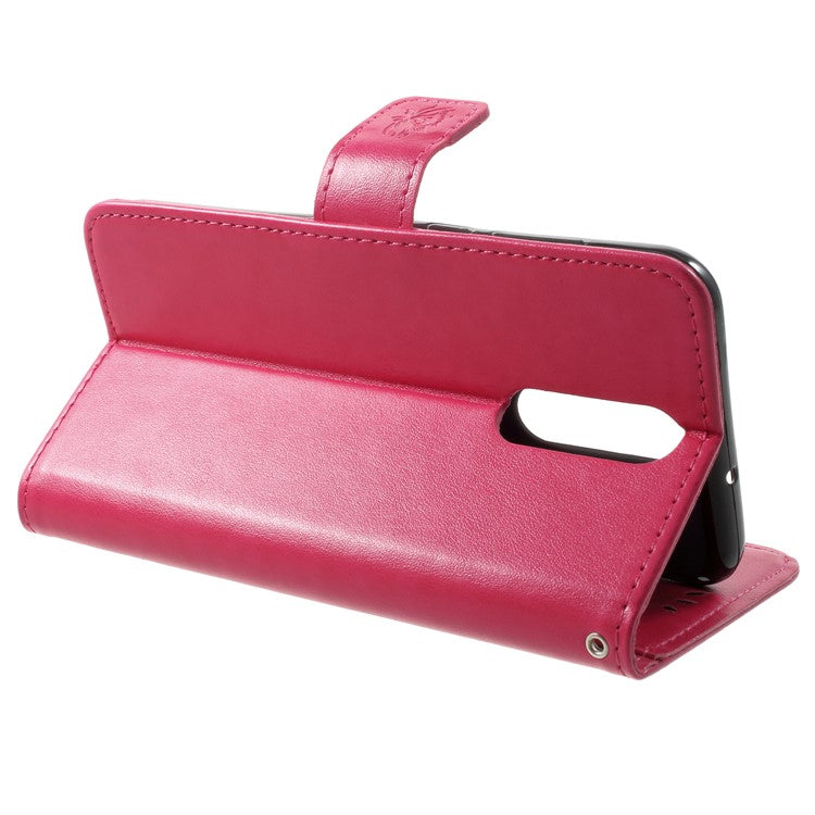 Imprint Butterfly Flowers Leather Wallet Shell Case for Huawei Mate 10 Lite / nova 2i / Maimang 6 / Honor 9i (India) - Rose