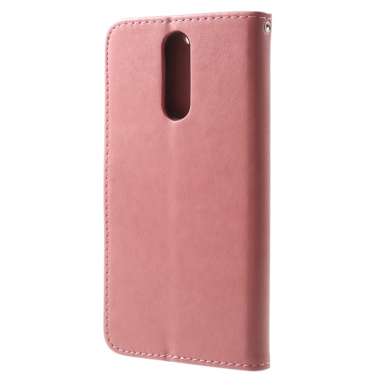 Imprint Butterfly Flowers PU Leather Wallet Case for Huawei Mate 10 Lite / nova 2i / Maimang 6 / Honor 9i (India) - Pink