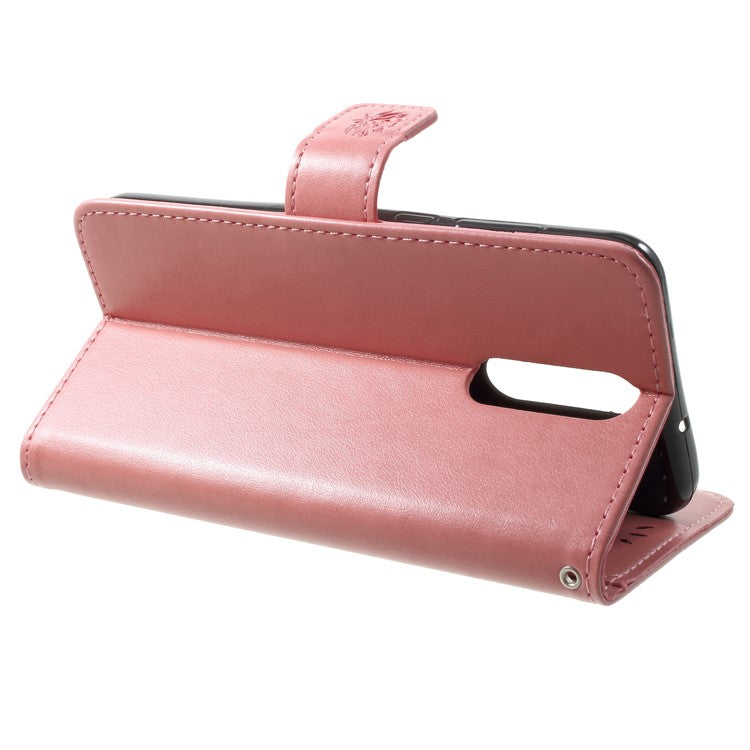 Imprint Butterfly Flowers PU Leather Wallet Case for Huawei Mate 10 Lite / nova 2i / Maimang 6 / Honor 9i (India) - Pink