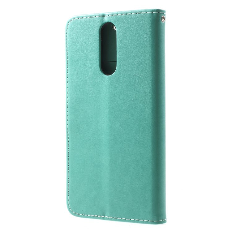 Imprint Butterfly Flowers Leather Card Holder Case for Huawei Mate 10 Lite / nova 2i / Maimang 6 / Honor 9i (India) - Green