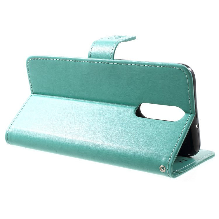 Imprint Butterfly Flowers Leather Card Holder Case for Huawei Mate 10 Lite / nova 2i / Maimang 6 / Honor 9i (India) - Green