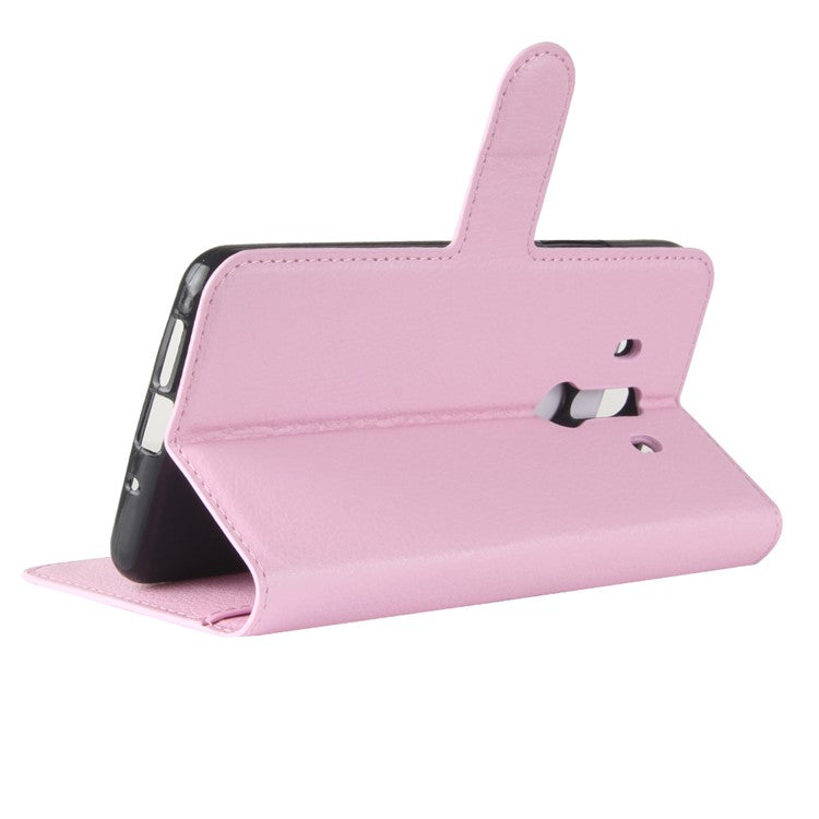Litchi Skin PU Leather Wallet Stand Cell Phone Cover for Huawei Mate 10 Pro / Mate 10 Pro Porsche Design - Pink