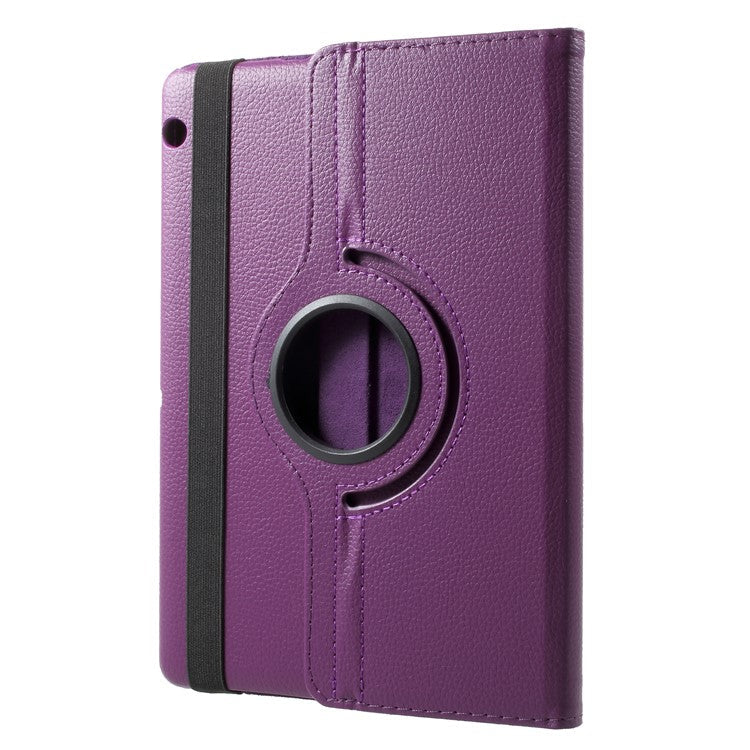 Litchi Grain Leather Protective Case with 360 Degrees Rotary Stand Hollow Design for Huawei MediaPad T3 10 - Purple