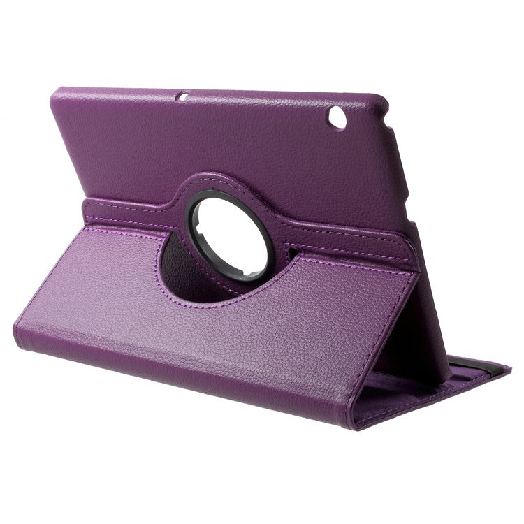 Litchi Grain Leather Protective Case with 360 Degrees Rotary Stand Hollow Design for Huawei MediaPad T3 10 - Purple