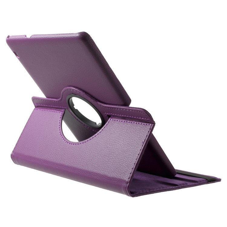 Litchi Grain Leather Protective Case with 360 Degrees Rotary Stand Hollow Design for Huawei MediaPad T3 10 - Purple