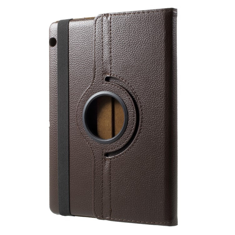 Litchi Grain Leather Protective Case with 360 Degrees Rotary Stand Hollow Design for Huawei MediaPad T3 10 - Brown