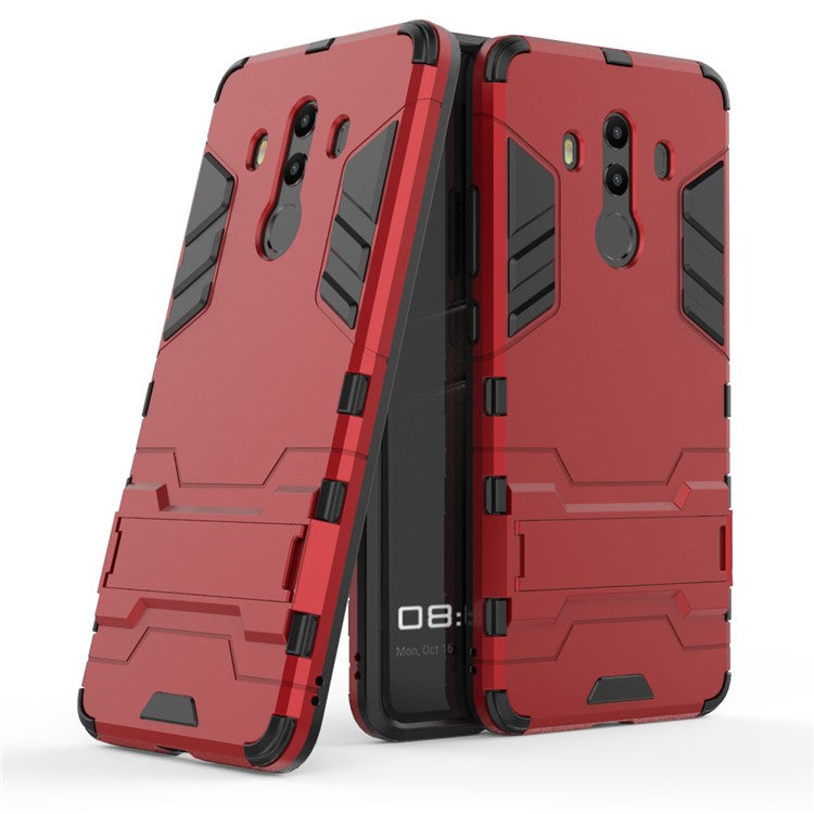 For Huawei Mate 10 Pro Shockproof PC + TPU Hybrid Kickstand Cell Phone Cover - Red