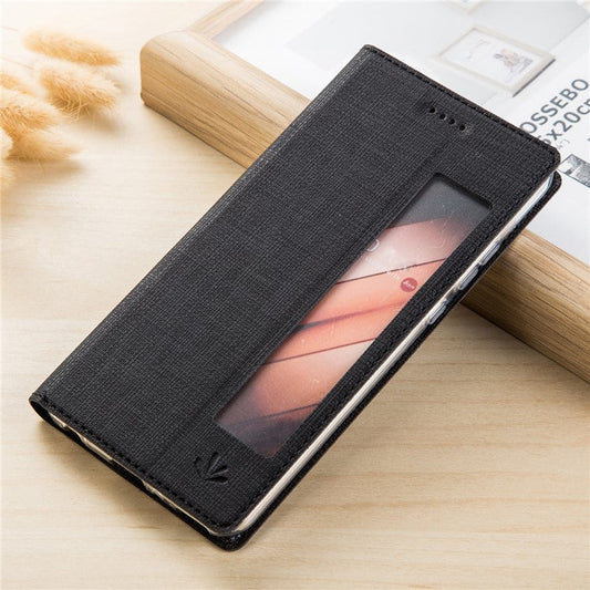 VILI DMX Folding Stand View Window Leather Mobile Phone Case for Huawei Mate 10 Pro - Black