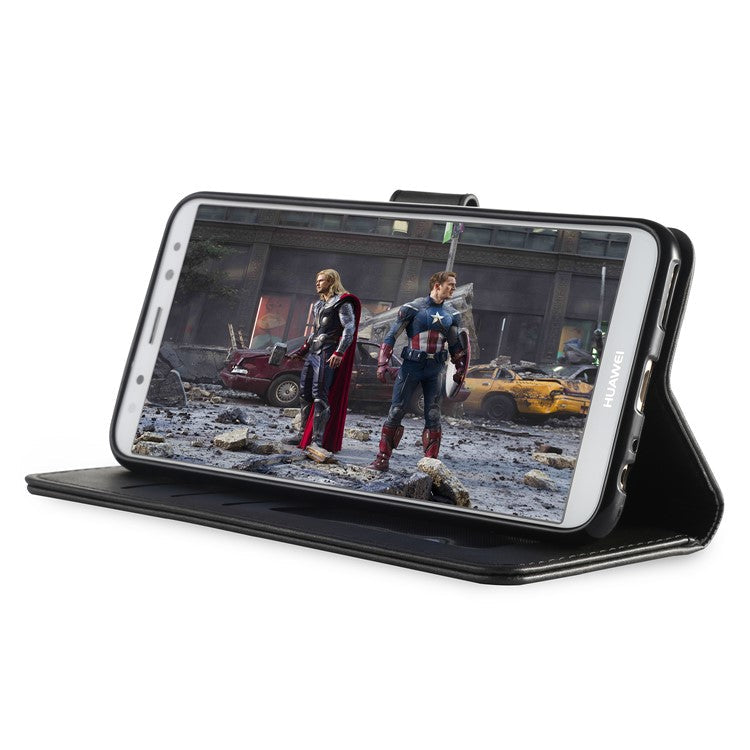 LC.IMEEKE for Huawei Mate 10 Lite / nova 2i / Maimang 6 / Honor 9i (India) PU Leather Wallet Stand Case Mobile Phone Accessory - Black