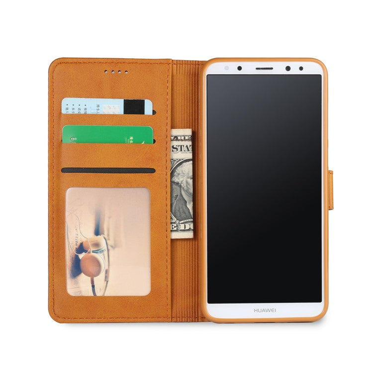 LC.IMEEKE for Huawei Mate 10 Lite / nova 2i / Maimang 6 / Honor 9i (India) PU Leather Wallet Stand Case Mobile Phone Accessory - Brown
