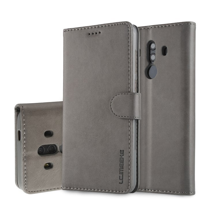 LC.IMEEKE Leather Wallet Shell with Stand for Huawei Mate 10 Pro - Grey