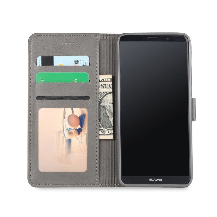 LC.IMEEKE Leather Wallet Shell with Stand for Huawei Mate 10 Pro - Grey