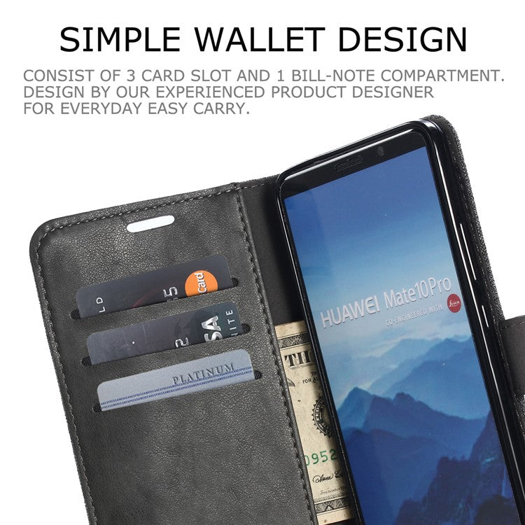 MUXMA Splicing PU Leather Canvas Wallet Phone Case for Huawei Mate 10 Pro - Grey