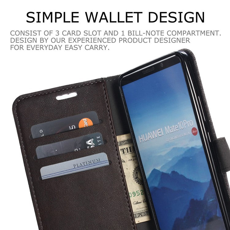 MUXMA Splicing PU Leather Canvas Wallet Phone Shell for Huawei Mate 10 Pro - Brown