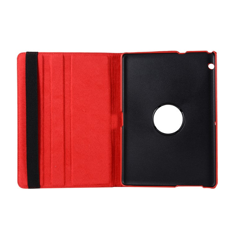 Litchi Texture 360 Degree Rotary Stand Leather Shell for Huawei MediaPad T3 10 9.6 inch - Red