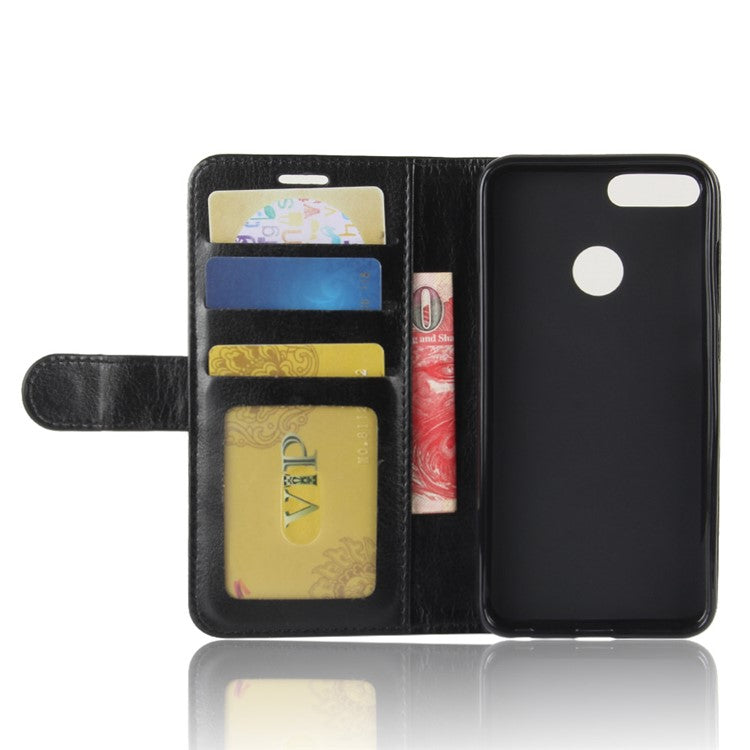 Crazy Horse Texture Wallet Leather Phone Case for Huawei P Smart / Enjoy 7S - Black