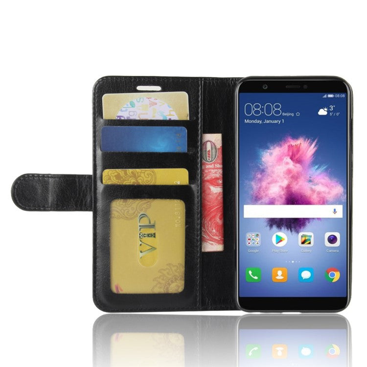 Crazy Horse Texture Wallet Leather Phone Case for Huawei P Smart / Enjoy 7S - Black