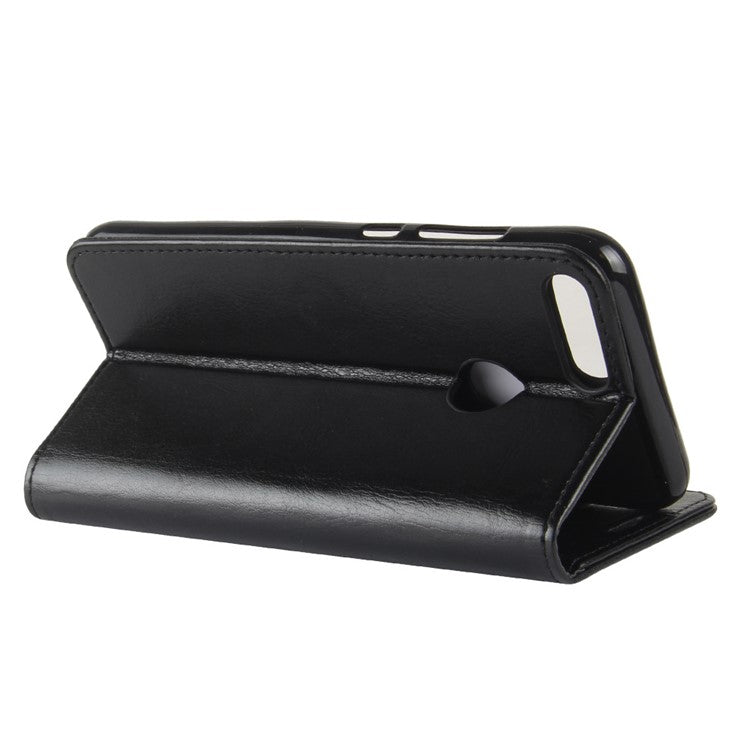 Crazy Horse Texture Wallet Leather Phone Case for Huawei P Smart / Enjoy 7S - Black