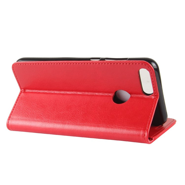 Crazy Horse Texture Wallet Leather Mobile Case for Huawei P Smart / Enjoy 7S - Red