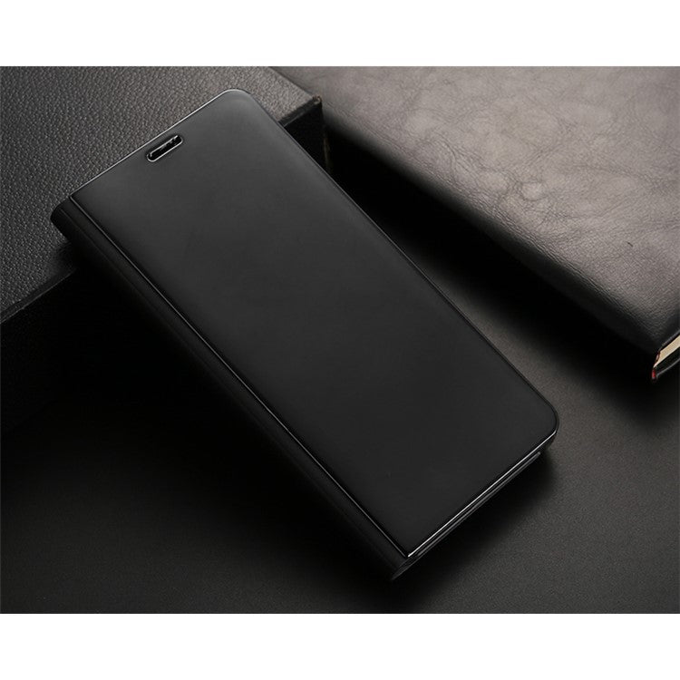 Plated Mirror Surface Leather Stand Cell Phone Case for Huawei Mate 10 Pro - Black