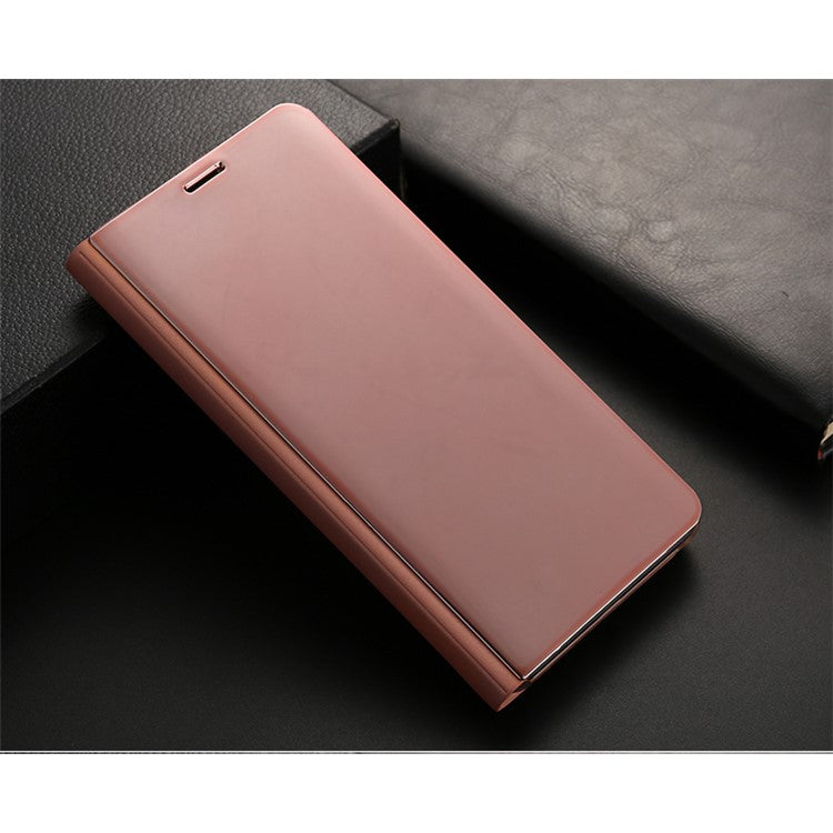 Plated Mirror Surface Leather Stand Cell Phone Shell for Huawei Mate 10 Pro - Rose Gold
