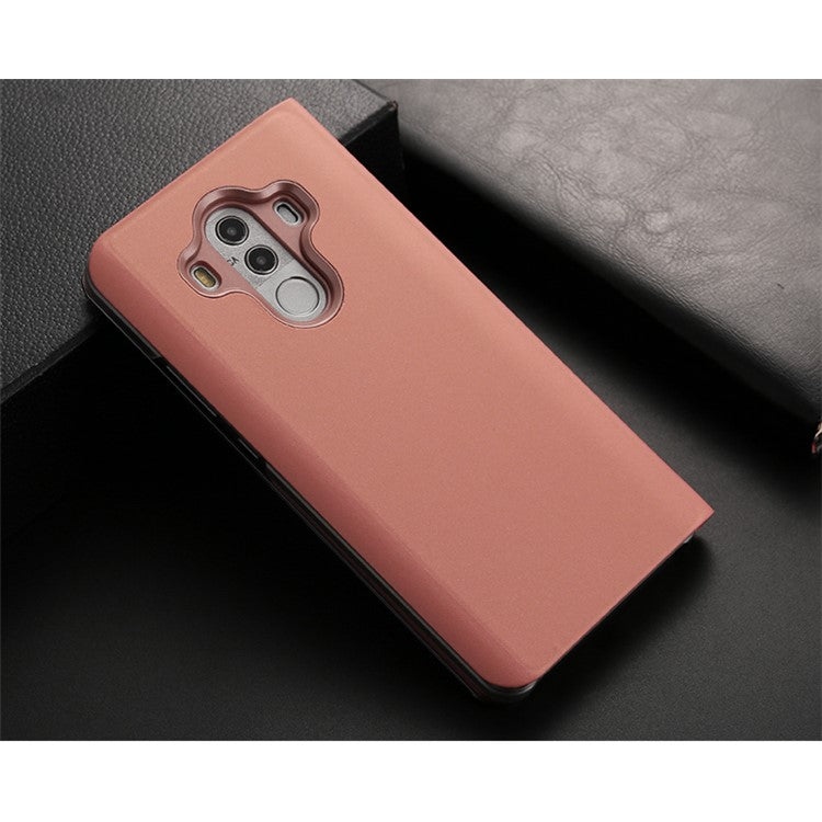 Plated Mirror Surface Leather Stand Cell Phone Shell for Huawei Mate 10 Pro - Rose Gold
