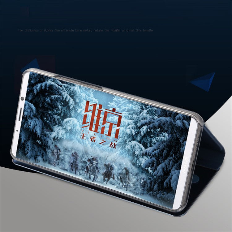 Plated Mirror Surface Leather Stand Mobile Phone Case for Huawei Mate 10 Pro - Blue