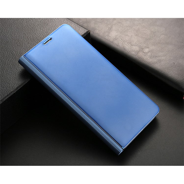 Plated Mirror Surface Leather Stand Mobile Phone Case for Huawei Mate 10 Pro - Blue