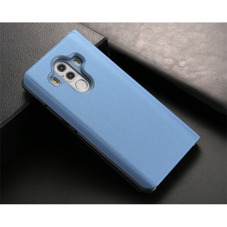 Plated Mirror Surface Leather Stand Mobile Phone Case for Huawei Mate 10 Pro - Blue