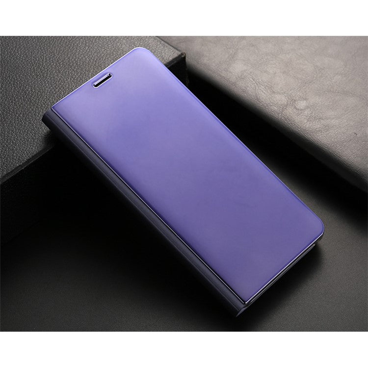 Plated Mirror Surface Leather Stand Mobile Phone Cover for Huawei Mate 10 Pro - Purple